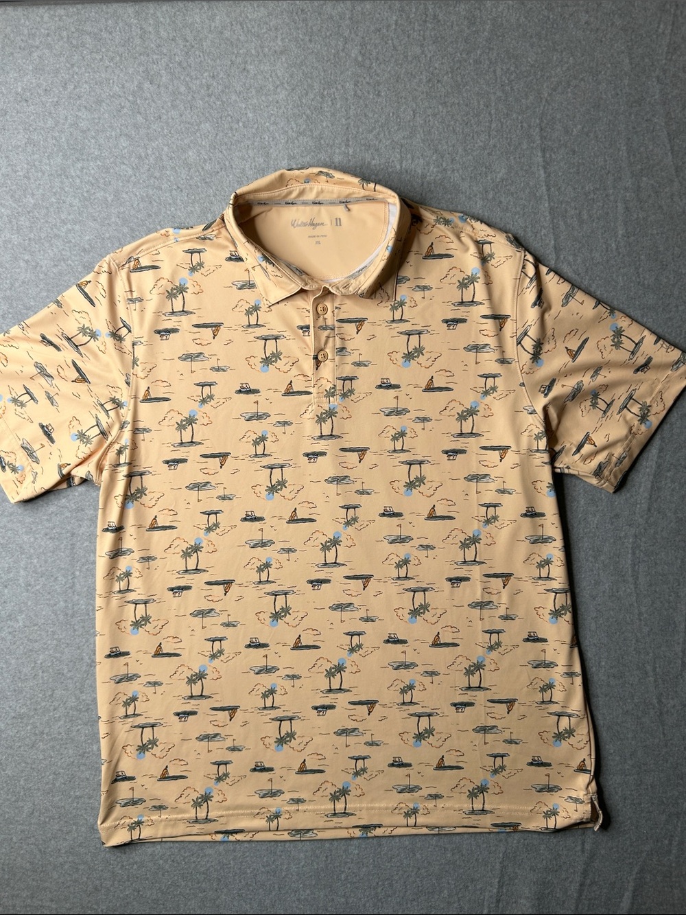 Walter Hagen‎ Peach Beach/Golf-Print Polo